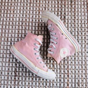 ☀️3/$20: Converse All Star High Top Pink and Yellow Sneakers Size 6.5 or 7
